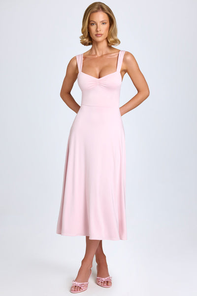 Sweetheart-Neck Ruched Midaxi Dress in Blush