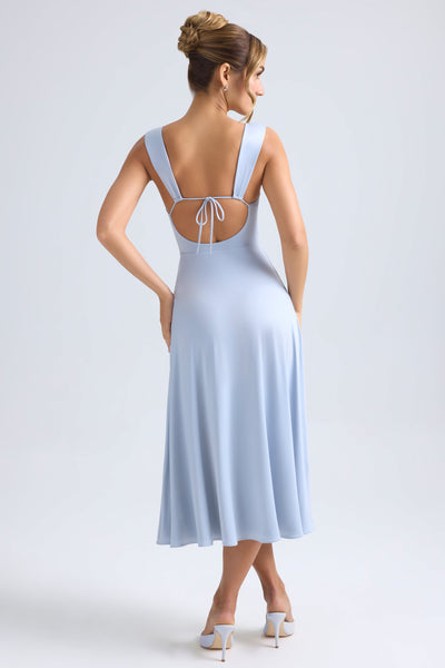 Sweetheart-Neck Ruched Midaxi Dress in Light Blue