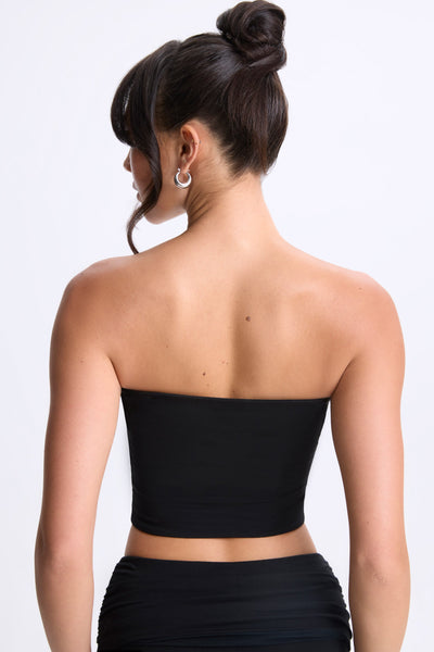 Twist-Front Bandeau Top in Black