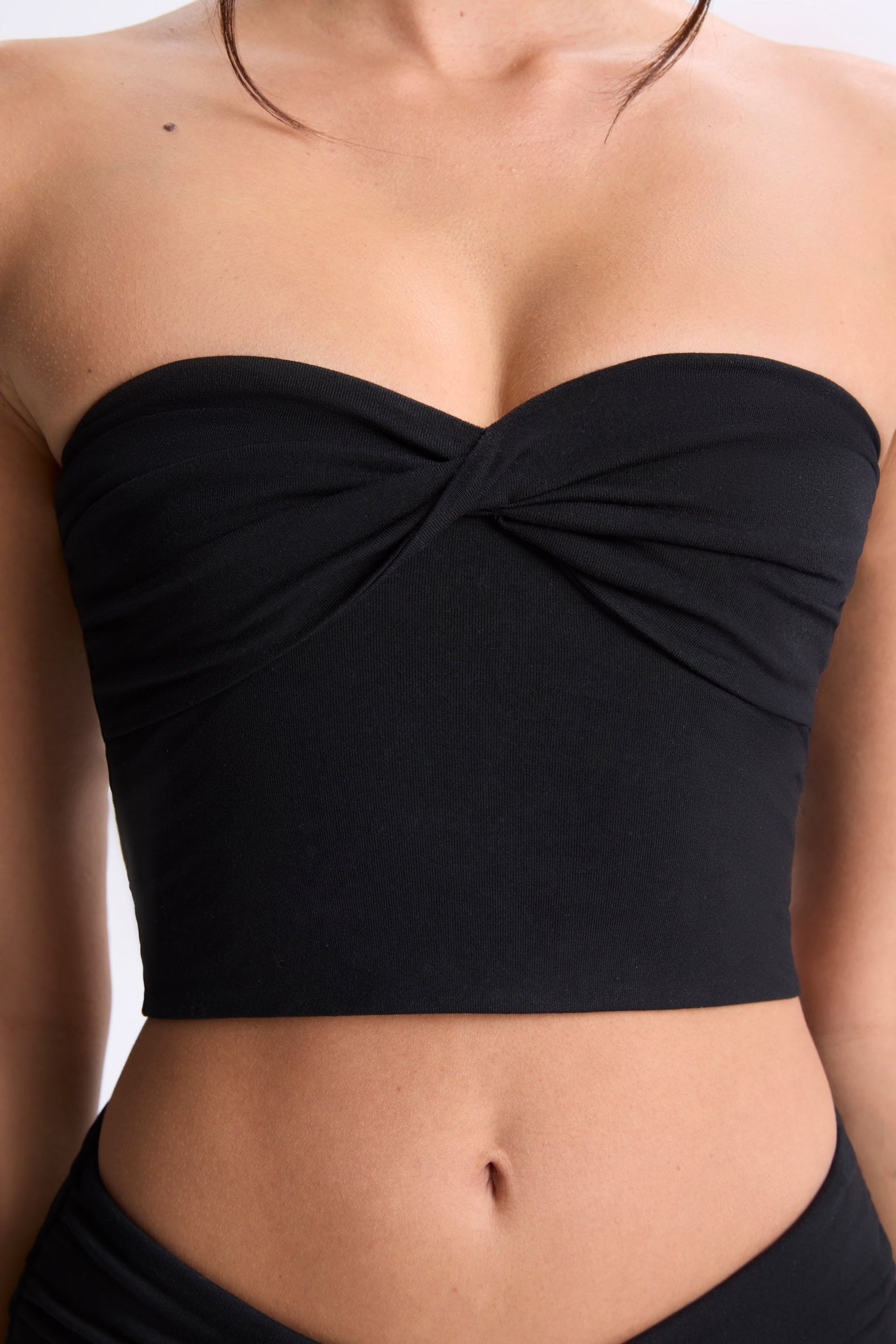 Twist-Front Bandeau Top in Black