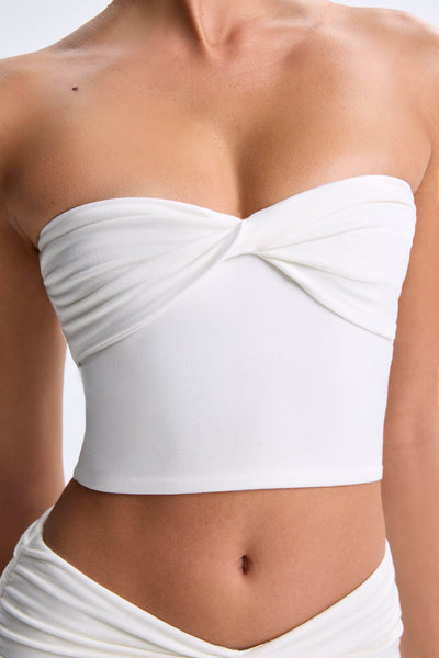 Twist-Front Bandeau Top in White