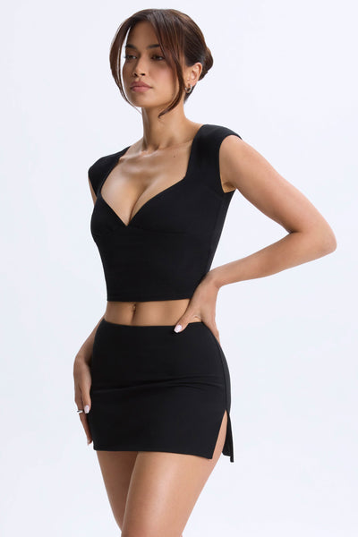 Mid-Rise Micro Mini Skirt in Black