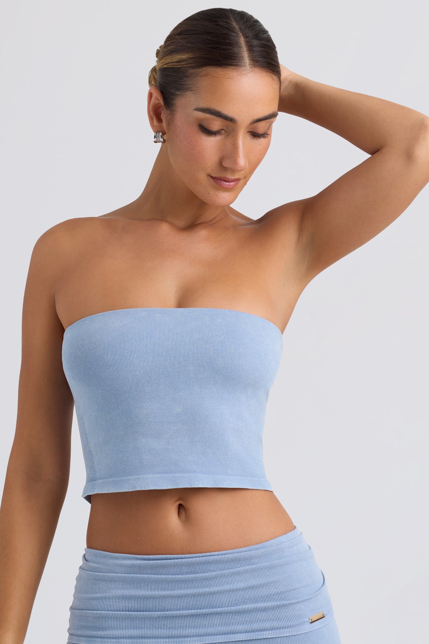 Bandeau Crop Top in Washed Blue