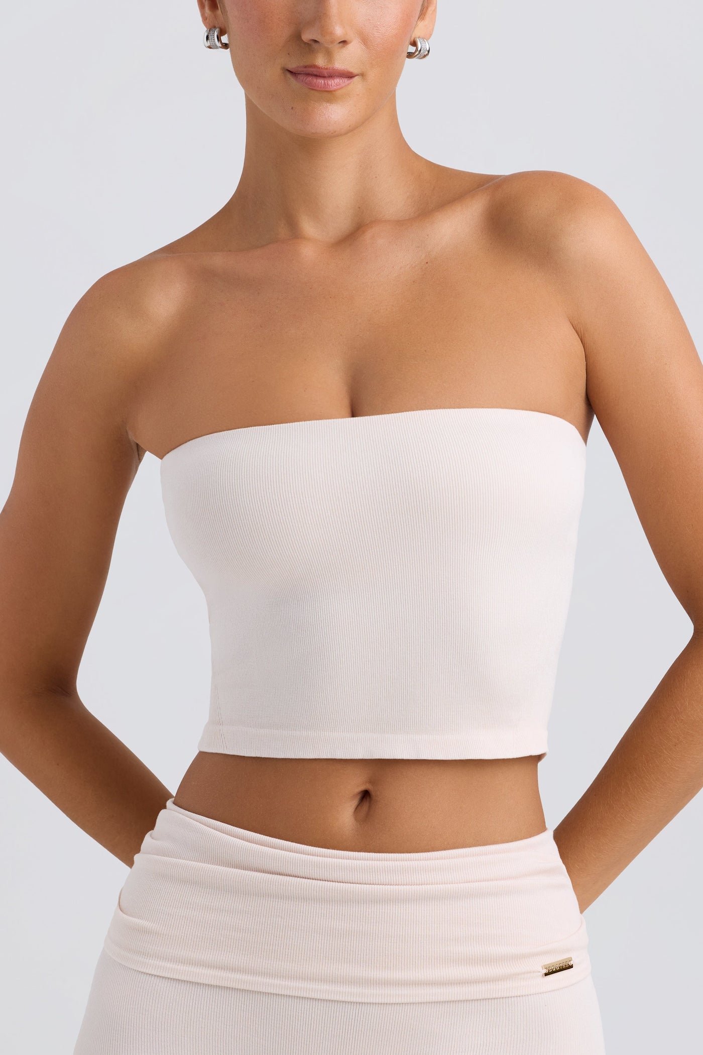 Bandeau Crop Top in Washed Cream