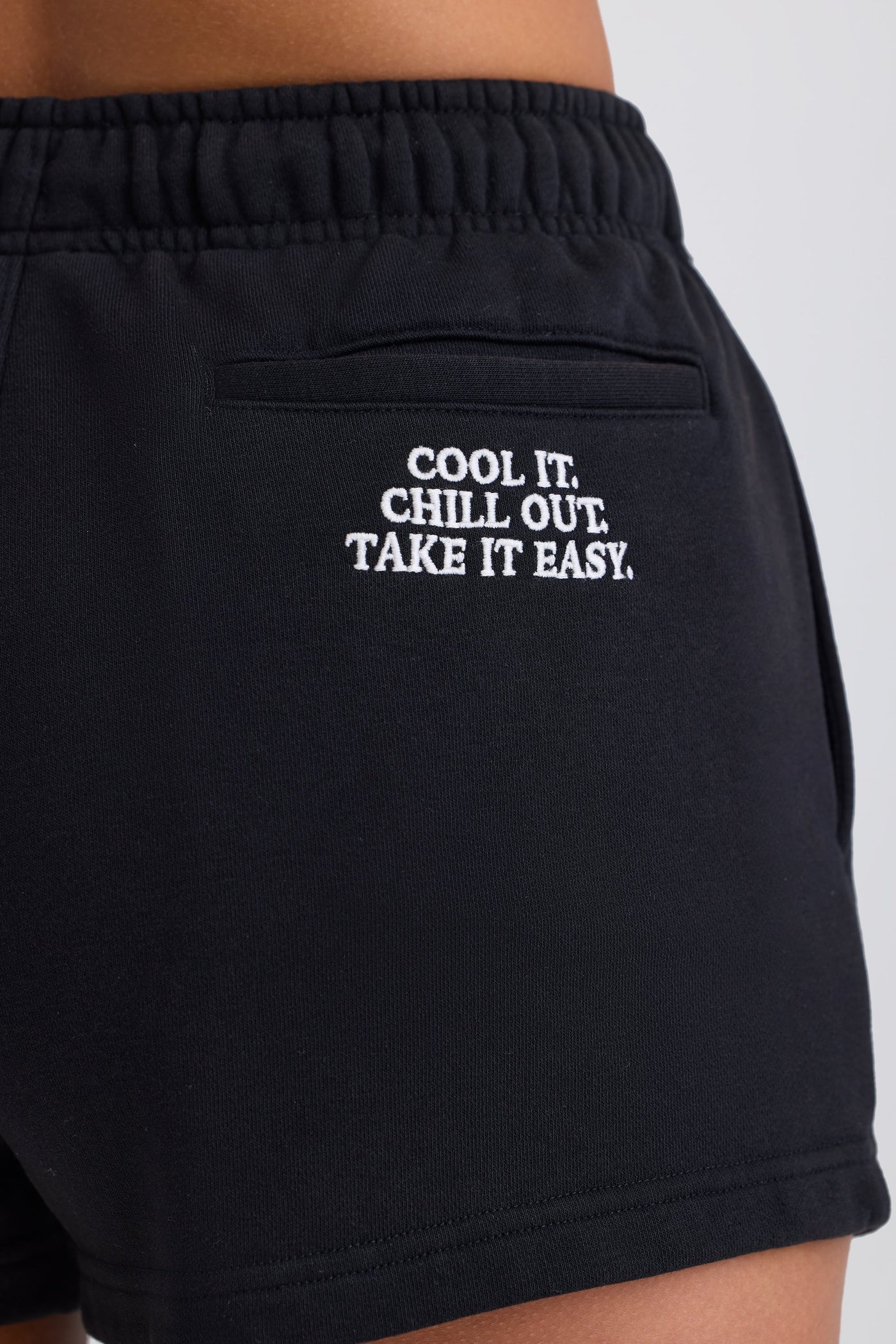 Mid-Rise Sweat Shorts in Black