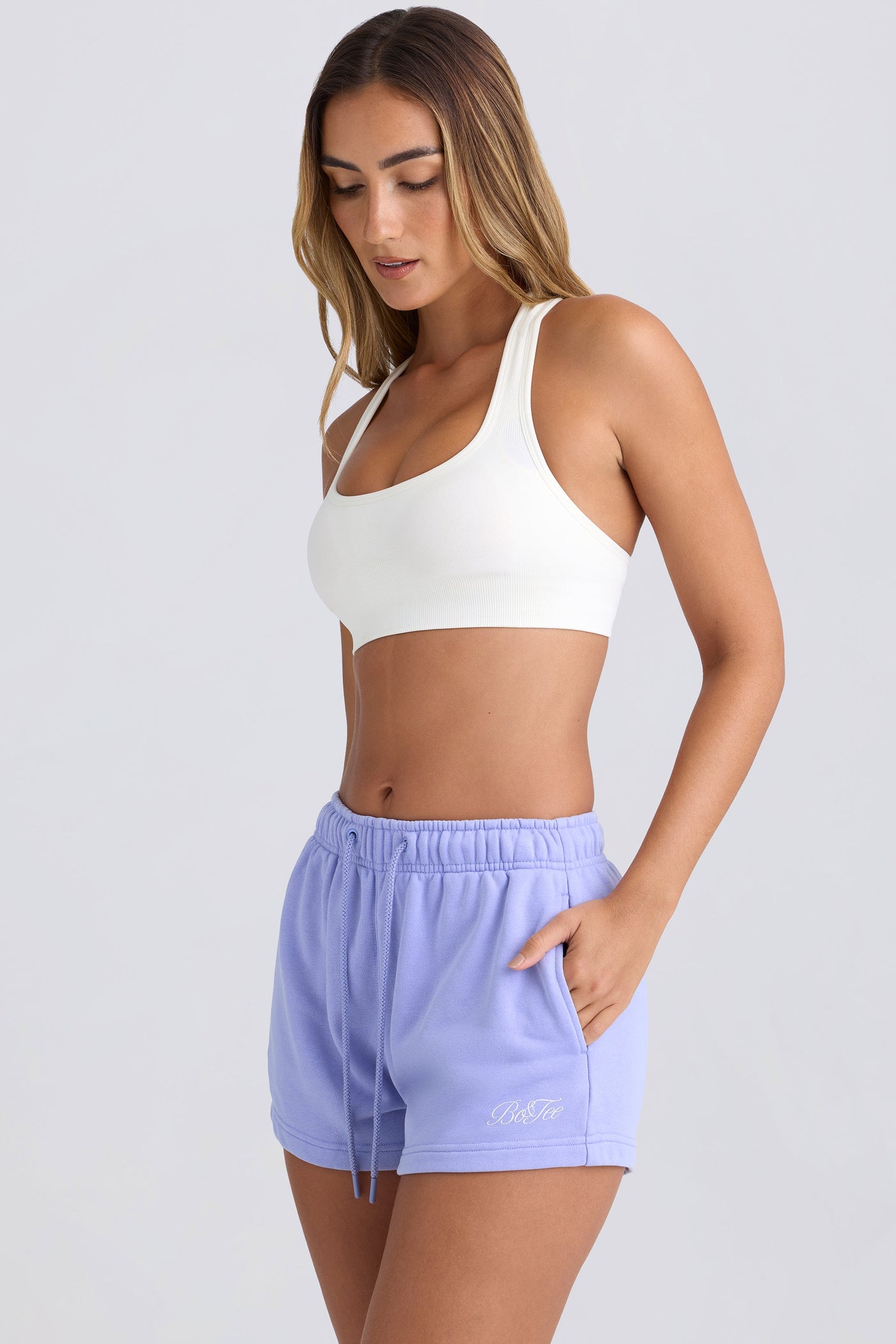 Mid-Rise Sweat Shorts in Periwinkle