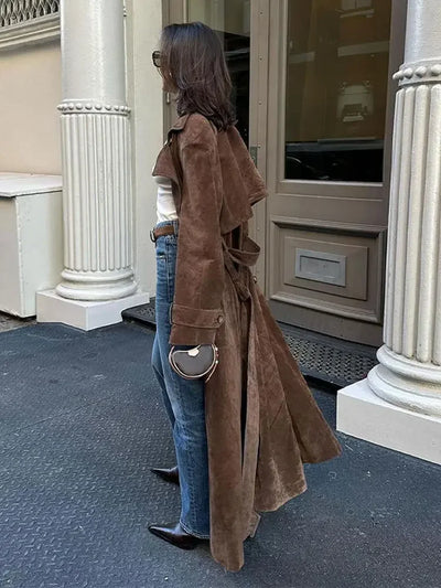 LunaVé Vegan Leather Long Coat