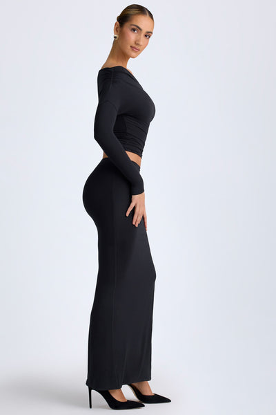 Modal Low-Rise Maxi Skirt in Black