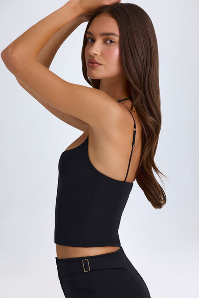 Halterneck Corset Top in Black