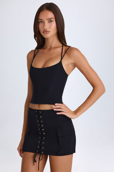 Halterneck Corset Top in Black