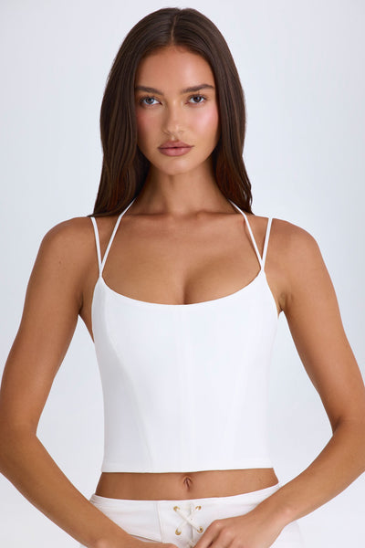 Halterneck Corset Top in White