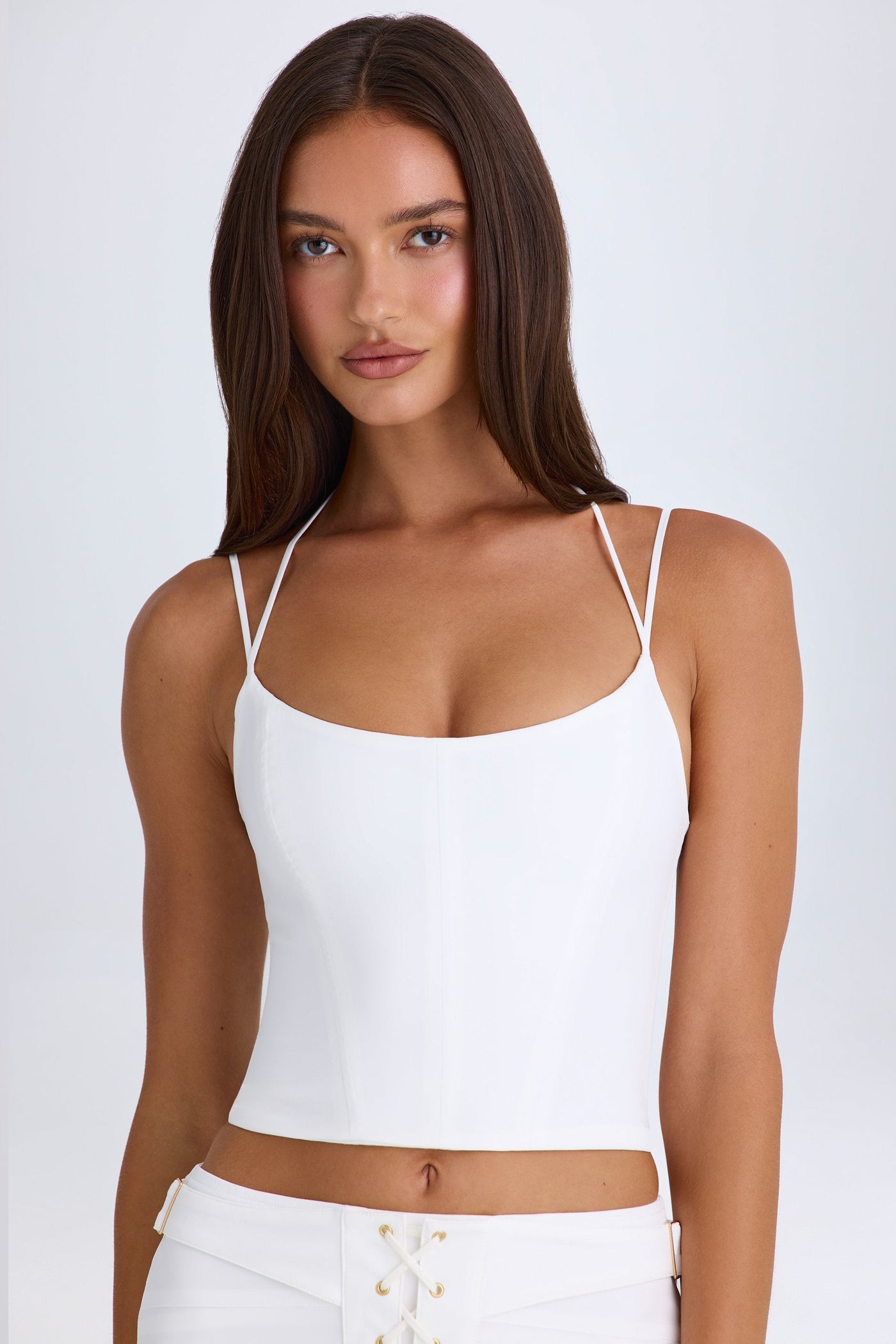 Halterneck Corset Top in White