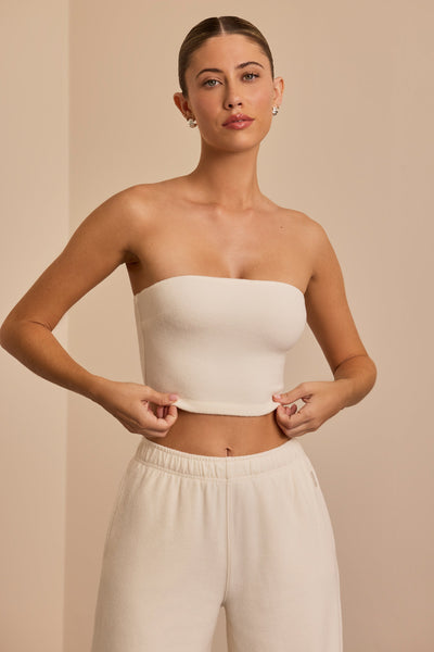 Brushed Jersey Bandeau Top in Ecru