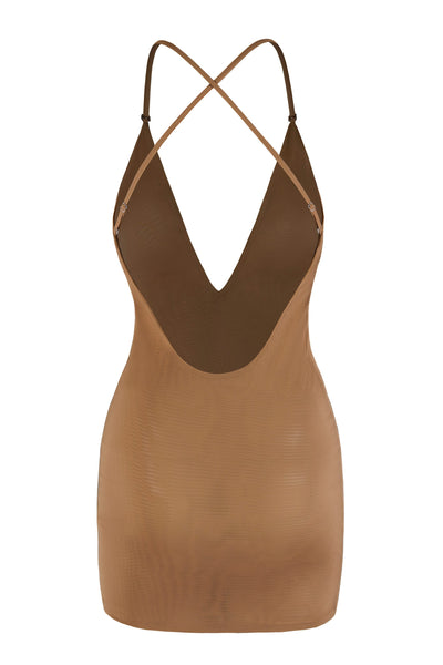 Intimates Soft Mesh Multiway Mini Dress in Almond