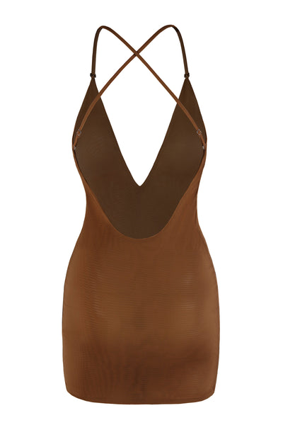 Intimates Soft Mesh Multiway Mini Dress in Chestnut