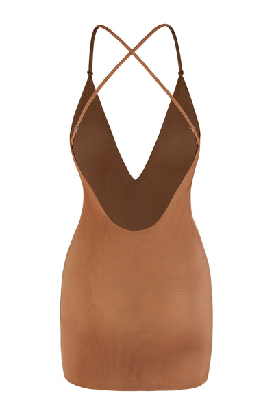 Intimates Soft Mesh Multiway Mini Dress in Honey