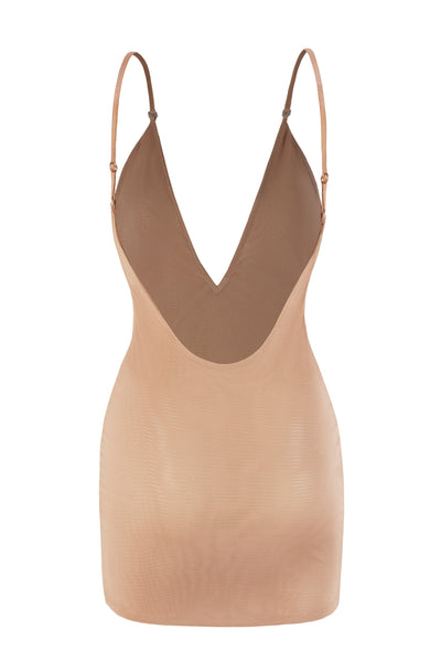 Intimates Soft Mesh Multiway Mini Dress in Warm Peach