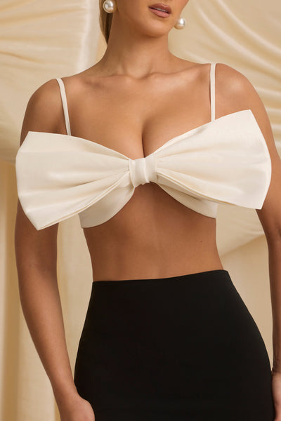 Strapless Bow Crop Top in Ivory