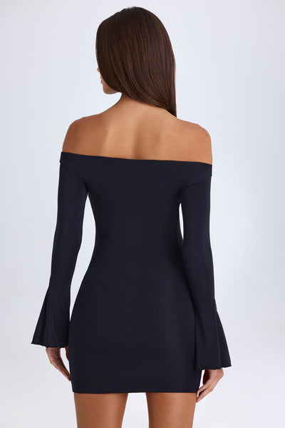 Off-Shoulder Cut-Out Mini Dress in Black