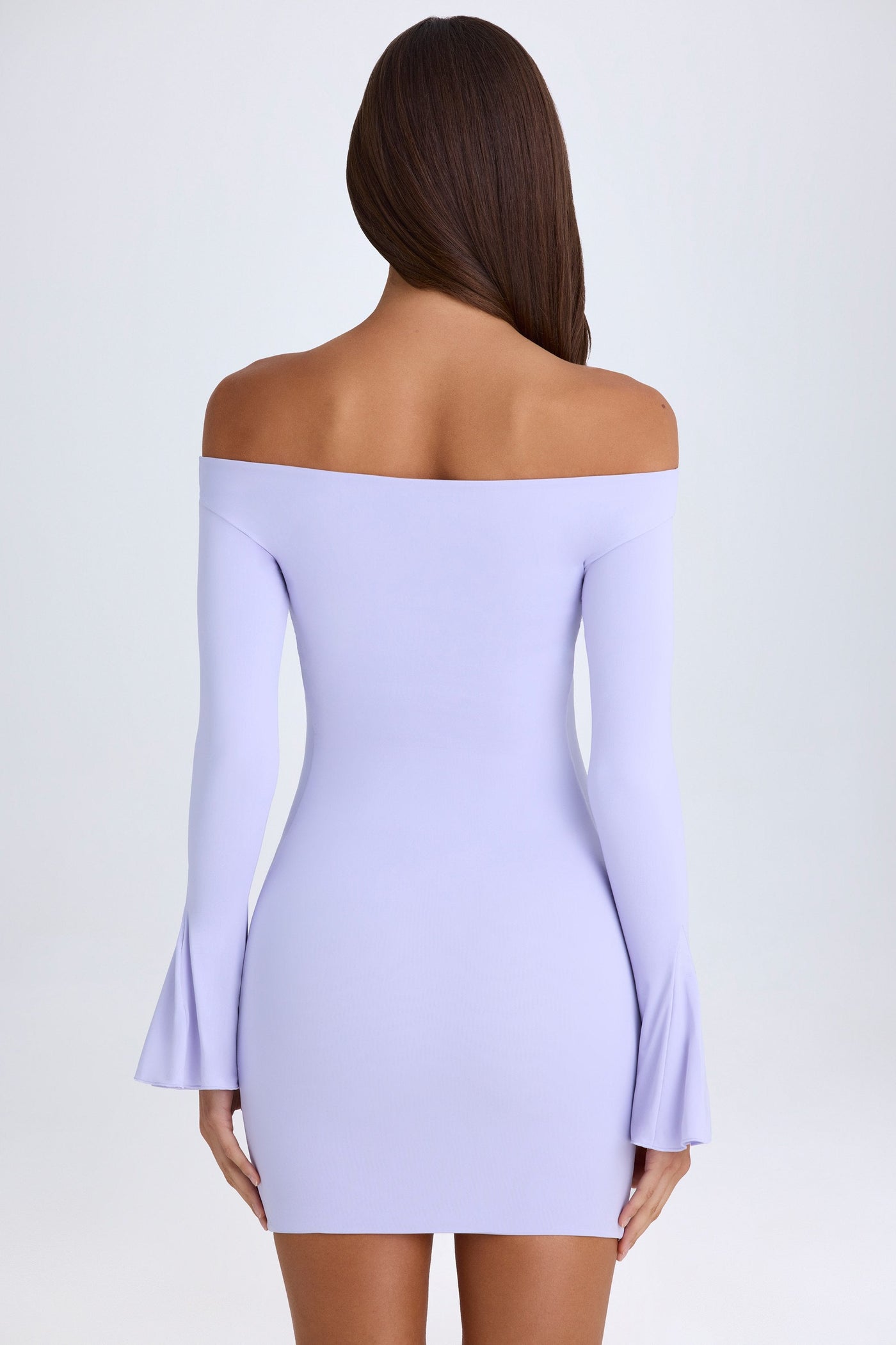 Off-Shoulder Cut-Out Mini Dress in Soft Lilac