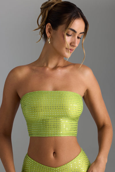 Embellished Strap-Detail Top in Pear Green