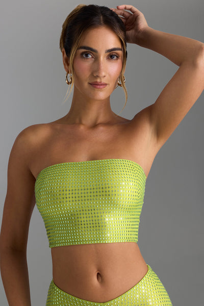 Embellished Strap-Detail Top in Pear Green