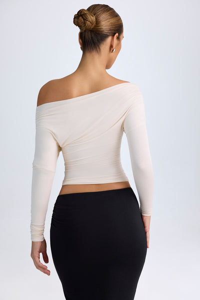 Modal One-Shoulder Ruched Top in Ivory