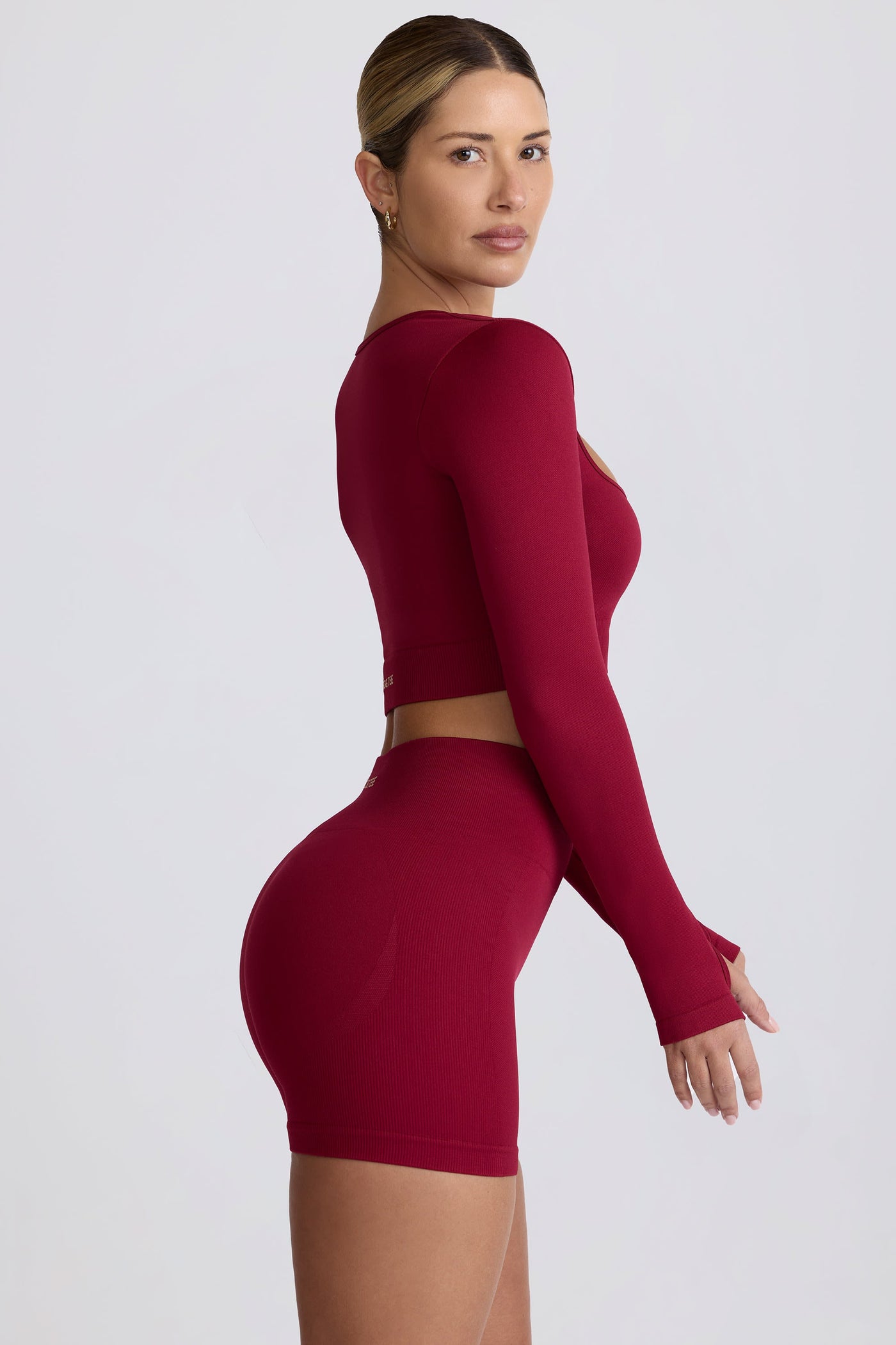 Super Sculpt Seamless High-Waist Mini Shorts in Burgundy