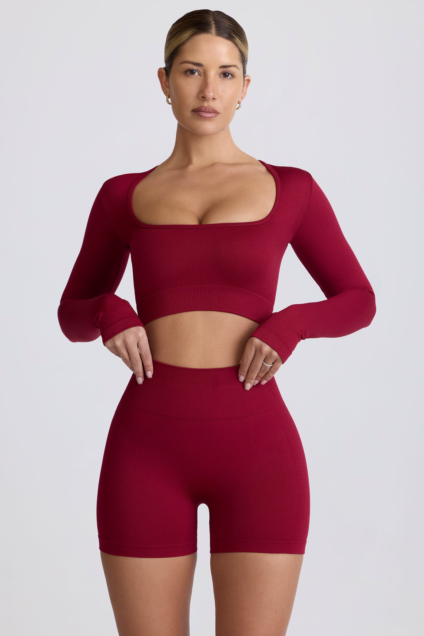 Super Sculpt Seamless High-Waist Mini Shorts in Burgundy