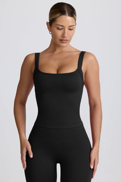 Super Sculpt Seamless Longline Tank Top in Black