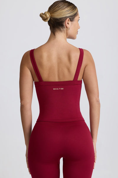 Super Sculpt Seamless Longline Tank Top in Burgundy