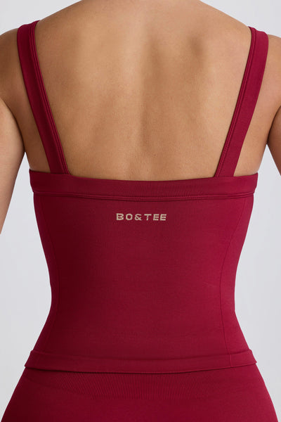 Super Sculpt Seamless Longline Tank Top in Burgundy